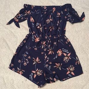Navy Blue Floral Romper